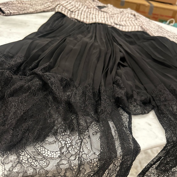 Self-Portrait black tinsel bouclé chiffon midi dress. - Picture 4 of 5